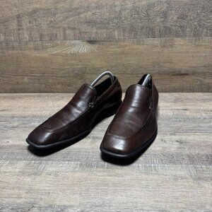 Donald Pliner Pole 120 Brown Leather Square Toe Loafers Men's Size 10